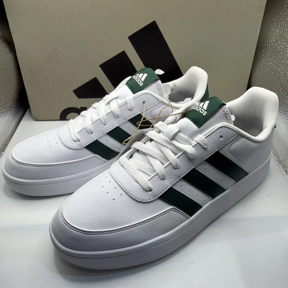 Mens Adidas Sneakers Breaknet 3.0 Court Shoes‎ Size 13 Green/White JR3549 New